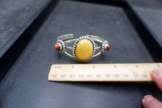 Sterling Silver Yellow & Orange Stone Bracelet