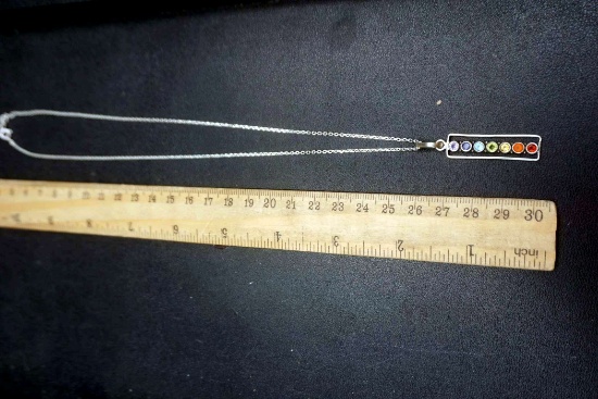 Sterling Silver Multi-Colored Stone Necklace