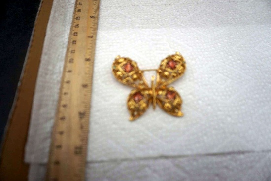 Gold-Toned Butterfly Brooch