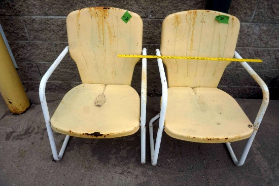 2 - Yellow Outdoor Metal Chairs