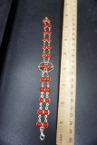 Sterling Silver W/ Red Stone Bracelet