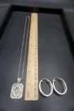Stainless Steel Pendant Necklace & Hoop Earrings