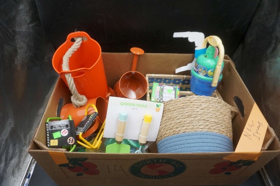 (New) Baskets, Bubble Bucket, Toy Water Cans, Garden Tools, Bike Accessories, Chalk