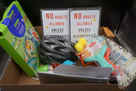 No Adults Signs, Mondo Llama Paint By Number, Bike Helmet, Paddle, Balls, Bubble Blower, Garden Tool