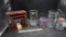 Wooden Shelves, Glass Vase, Pitcher, Candy Holder & Glass Bear