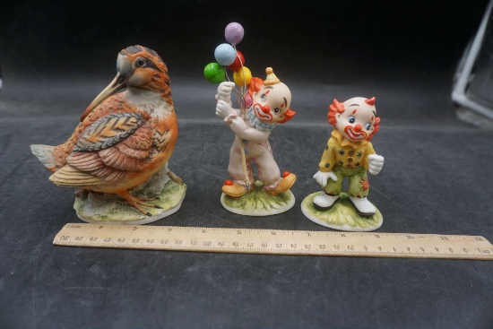3 Lefton Figurines - Bird & Clowns