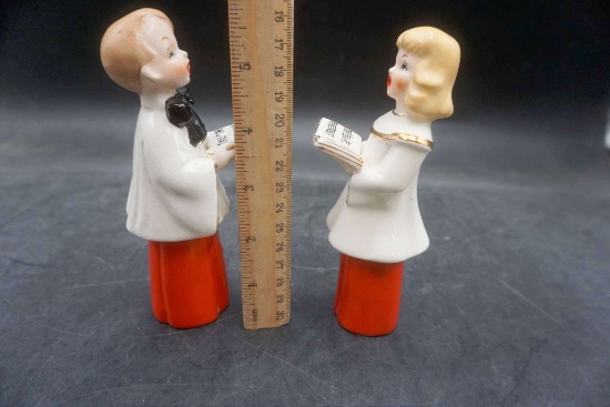 Boy & Girl Choir Singing Figurines