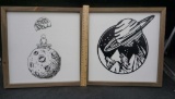 2 - Wooden Framed Planet Pictures
