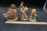 3 Lefton Figurines - Bird & Clowns