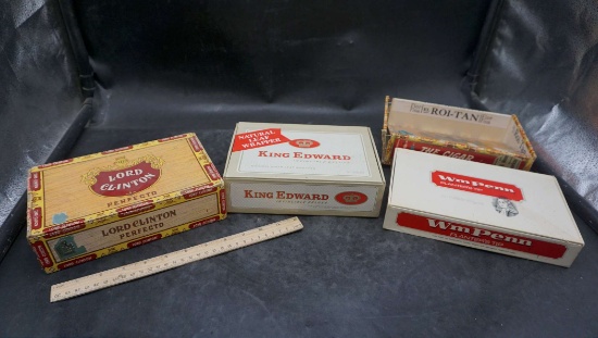 4 Cigar Boxes - Lord Clifton, King Edward, Roi-Tan & Wm Penn