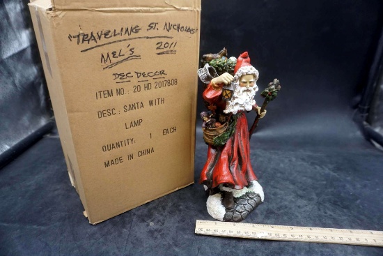 Santa W/ Lamp Figurine