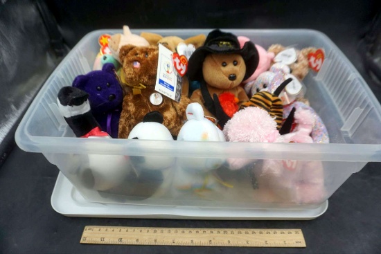 Assorted Ty Beanie Babies In Plastic Tub