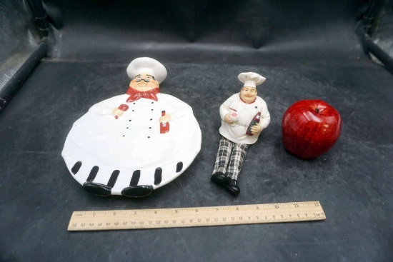 Chef Platter, Sitting Chef & Faux Apple