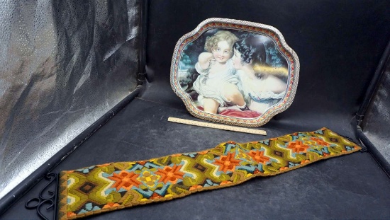 Hanging Woven Fabric & Girls Metal Tray