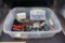 Tub W/ Auto Safety Kit, Stocking Caps, Extension Cord, Gps, Gloves & Glass Coke Bottle