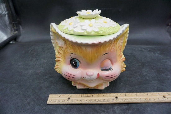 Enesco Kitty Cat Cookie Jar (Lid Is Chipped)