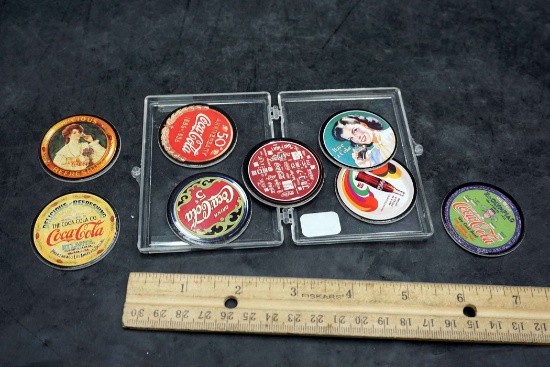 Set Of 8 Coca-Cola Coke Caps W/ Case