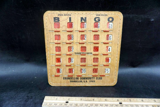 Bingo Card From Chancellor Community Club Chancellor, S.D.