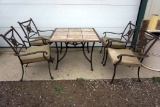 Outdoor Dining Table W/ 4 Chairs (With Cushions)