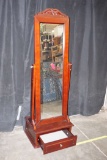 Tilting Mirror W/ Wooden Surround & Drawer