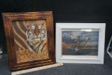 2 Framed Pictures - Tiger & Ducks