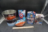 Marvel Items -Trash Can, Football, Figurines & Disc Blaster