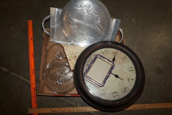 Round Wall Clock, Picture Frame, Glass Lids, Trays