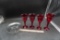 4 Red Stemmed Glasses & Glass Worlds Seattle Fair 1962 Footed Dish
