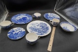 Blue & White Plates, Bowl, Platters & Cups