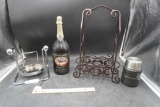 Bottle Older, Budweiser Bottle, Metal Caddy & Thermos