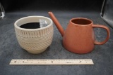 Mid Century Egg Pot & Apricot Stone Watering Can
