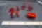 Small Red Metal Toys - Bikes, Wagon & Horse On Wheels