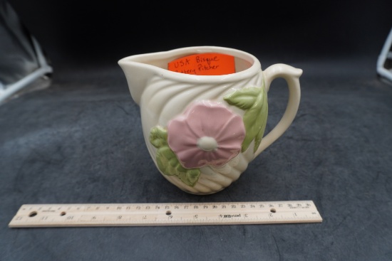 Vintage U.S.A Bisque Pottery Pitcher