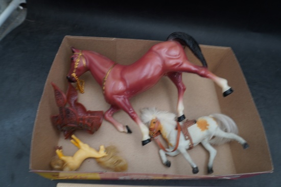 3 Toy Horses & Saddle