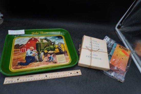 Model A John Deere Tractor Tin, John Steinbeck Book, Iowa Map '77