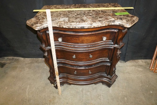 Wooden Chest Of Drawers W/ Stone-Looking Top (Some Damage To Corners)