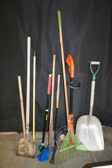 Hand Tools - Weed Eater, Grain Shovel, Rake, Shovel