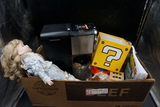 Doll, Question Mark Box, Wooden Dice, Book & Ninja Coffee Maker