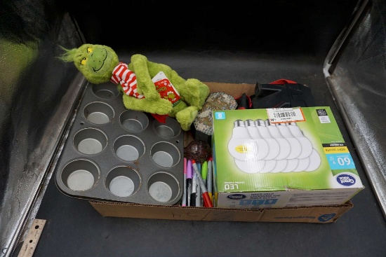 Animated Grinch, Light Bulbs, Muffin Tin, Markers
