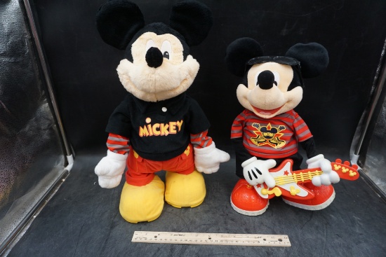 2 - Mickey Mouse Figurines W/ Wheels (Battery Operated)