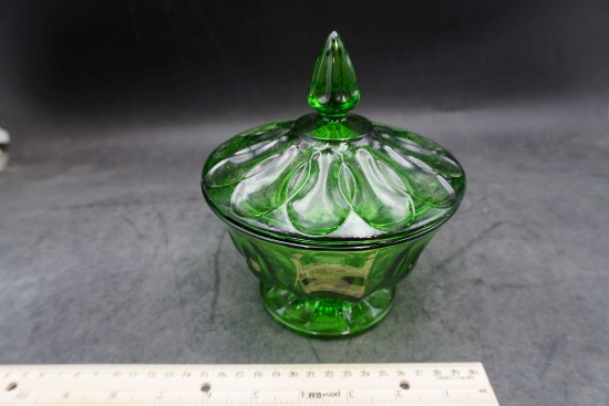 Green Glass Candy Dish