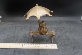 Brass Duck W/ Umbrella Figurine