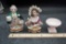 Man & Woman Victorian Figurines, Pink Dish