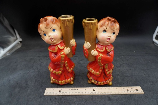 2 - Little Boy Candle Stick Holders