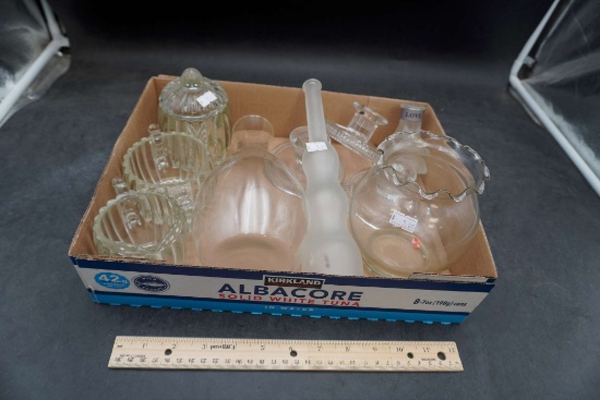Glass Bowl, Vase, Candy Dish, Creamer & Dish