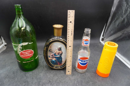 Mountain Valley Mineral Water Bottle, Pepsi Bottle, Nerf Piece & Decanter