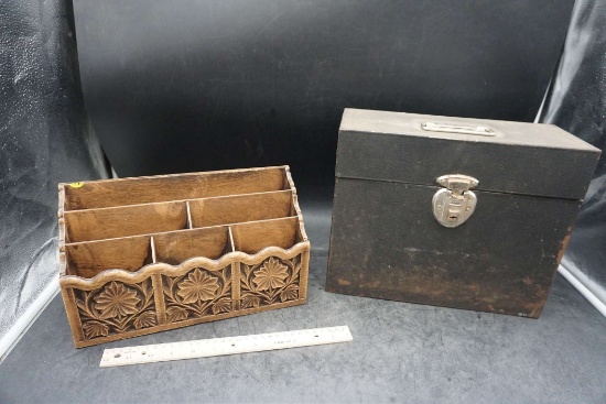 Wooden Letter Holder & Lock Box