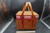 Plaid Lined Picnic Basket