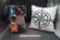 Plastic Spinning Organizer (Chipped) W/ Assorted Scarves & Compass Pillow
