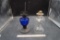 2 Glass Lamp Bases (Blue & Clear)